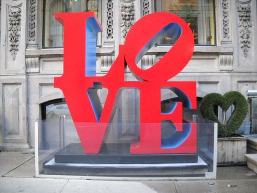 Love sculpture outside L'hotel in Montreal