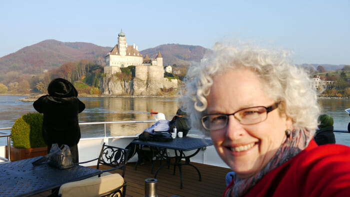janice on a river cruise through the Waccau Valley near Vienna, Austria.
